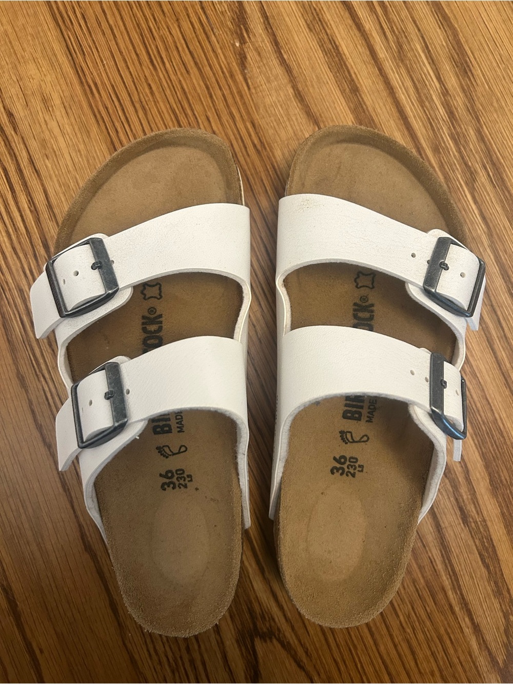 Birkenstock White Two-Buckle Slide Sandals